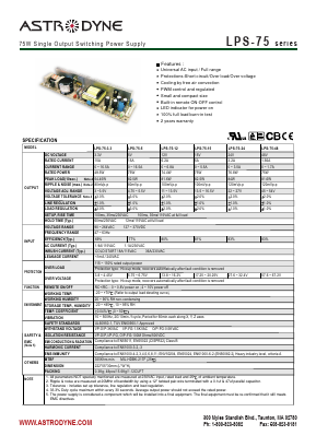 LPS-75-3.3 Datasheet PDF Astrodyne Corporation