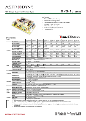 MPS-45-15 Datasheet PDF Astrodyne Corporation