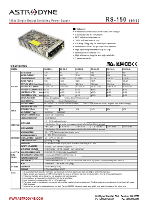 RS-150-12 Datasheet PDF Astrodyne Corporation
