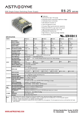 RS25-5 Datasheet PDF Astrodyne Corporation