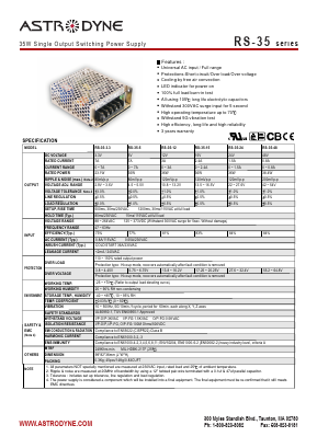 RS-35-15 Datasheet PDF Astrodyne Corporation