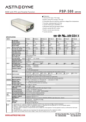PSP-500-5 Datasheet PDF Astrodyne Corporation