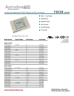 FDC60-12S15 Datasheet PDF Astrodyne Corporation
