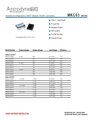 MKC03-12D05 Datasheet PDF Astrodyne Corporation