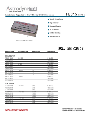FEC15-24S15 Datasheet PDF Astrodyne Corporation