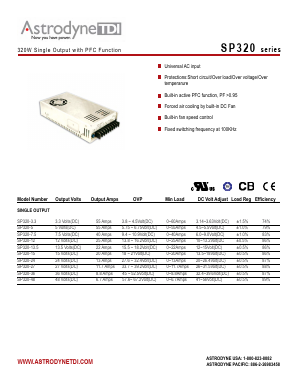 SP320-15 Datasheet PDF Astrodyne Corporation