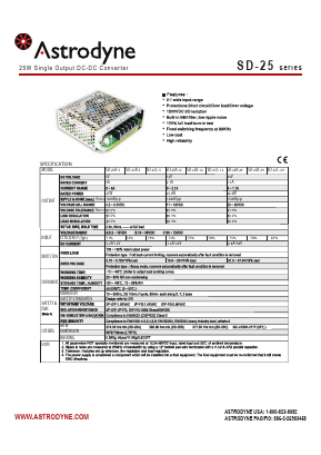 SD25 Datasheet PDF Astrodyne Corporation