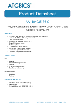 AA1404035-E6-C Datasheet PDF ATGBICS by Approved Technology