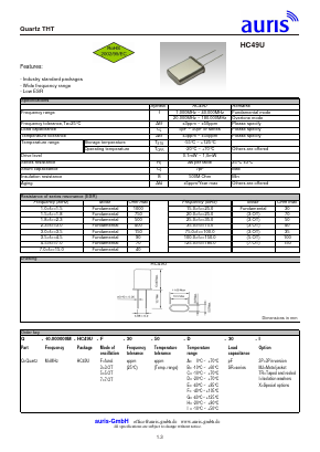 HC49U Datasheet PDF auris-GmbH