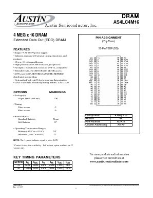 AS4LC4M16DG-6S/IT Datasheet PDF Austin Semiconductor