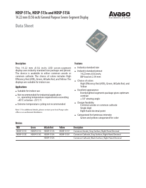 HDSP-511G-00000 Datasheet PDF Avago Technologies