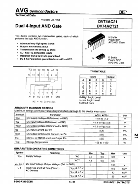 DV74AC21 Datasheet PDF AVG Semiconductors=>HITEK