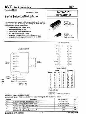 DV74AC151 Datasheet PDF AVG Semiconductors=>HITEK