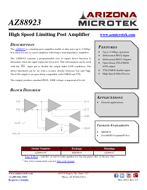 AZ88923 Datasheet PDF Arizona Microtek, Inc