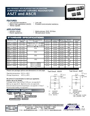 ASCR Datasheet PDF Abracon Corporation