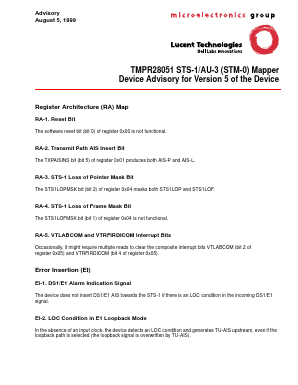 TMPR28051-3-SL5 Datasheet PDF Agere -> LSI Corporation