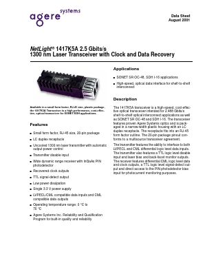 1417K5A Datasheet PDF Agere -> LSI Corporation