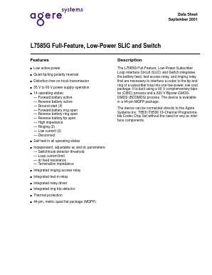 LUCL7585GBE-DT Datasheet PDF Agere -> LSI Corporation