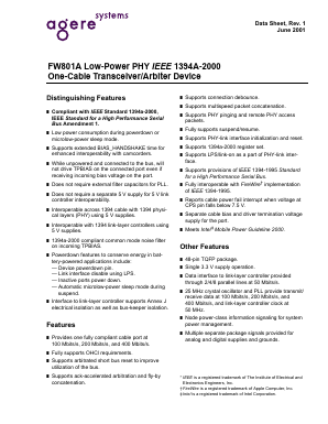 FW801A-DB Datasheet PDF Agere -> LSI Corporation