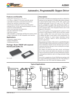 A3981 Datasheet PDF Allegro MicroSystems