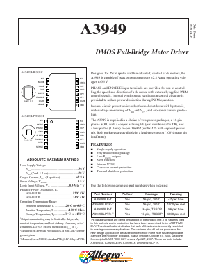 A3949SLP Datasheet PDF Allegro MicroSystems