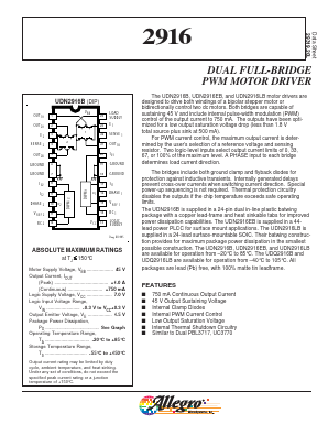 UDN2916EBTR-T Datasheet PDF Allegro MicroSystems