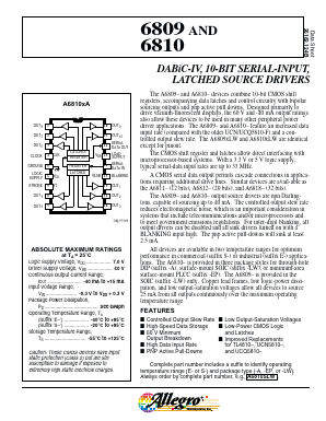 A6809SA Datasheet PDF Allegro MicroSystems