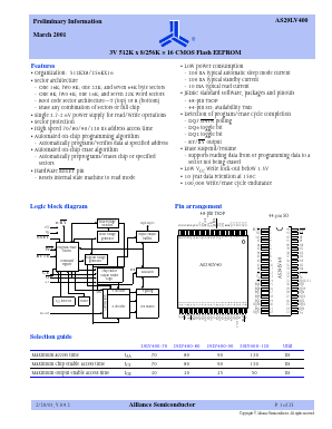 AS29LV400T-80SC Datasheet PDF Alliance Semiconductor