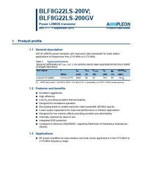 BLF8G22LS-200V Datasheet PDF Ampleon