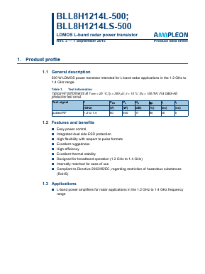 BLL8H1214L-500 Datasheet PDF Ampleon