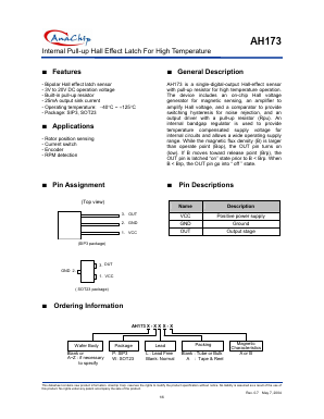 AH173PL-B Datasheet PDF Anachip Corporation