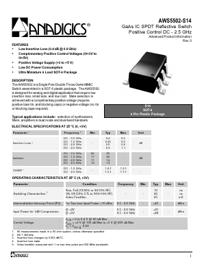 AWS5502-S14 Datasheet PDF ANADIGICS