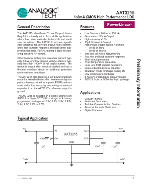 AAT3215IGV-35-T1 Datasheet PDF Analog Technology Inc