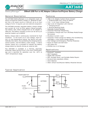 AAT3684 Datasheet PDF Analog Technology Inc