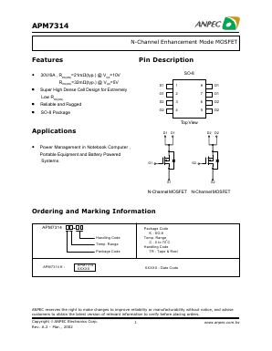 APM7314K Datasheet PDF Anpec Electronics