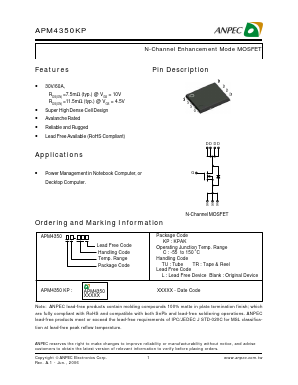 APM4350KPC-TUL Datasheet PDF Anpec Electronics