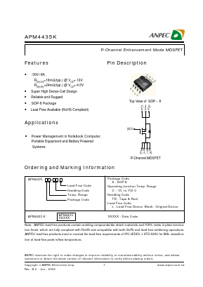 APM4435K Datasheet PDF Anpec Electronics