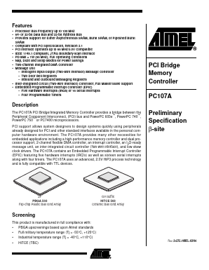 PC107AVGHU100LC Datasheet PDF Atmel Corporation