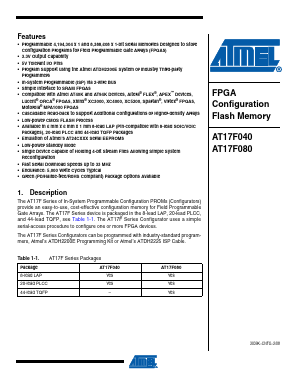 AT17F080-30TQI Datasheet PDF Atmel Corporation