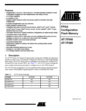 AT17F080-30JU Datasheet PDF Atmel Corporation