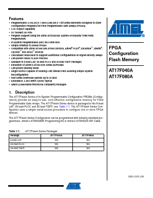 AT17F080A-30CU Datasheet PDF Atmel Corporation