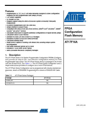 AT17F16A-30CU Datasheet PDF Atmel Corporation