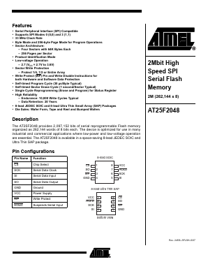 AT25F2048 Datasheet PDF Atmel Corporation