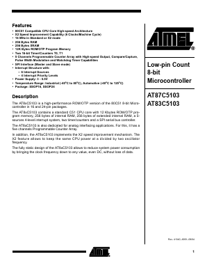 AT87C5103-ICSAL Datasheet PDF Atmel Corporation