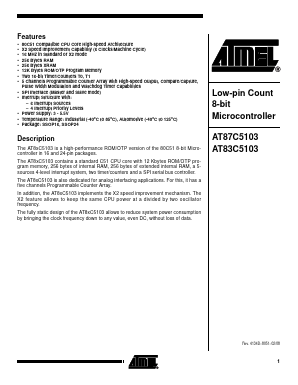 AT87C5103-ICSAL Datasheet PDF Atmel Corporation