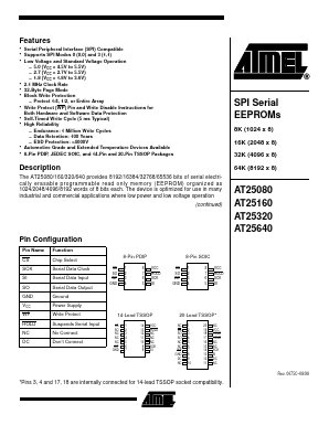 AT25640N-10SC Datasheet PDF Atmel Corporation