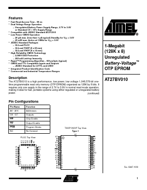 AT27BV010-12JC Datasheet PDF Atmel Corporation
