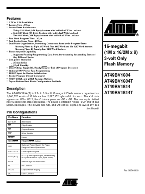 AT49BV1604T-12 Datasheet PDF Atmel Corporation