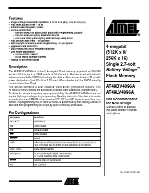 AT49LV4096A-70TI Datasheet PDF Atmel Corporation