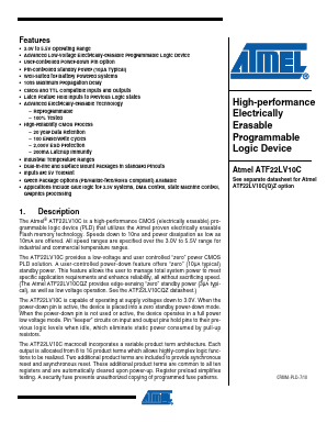 ATF22LV10C-10PU Datasheet PDF Atmel Corporation